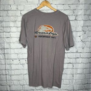 Harley Davidson Racing T-shirt Screaming Eagle Double Sided Size Medium